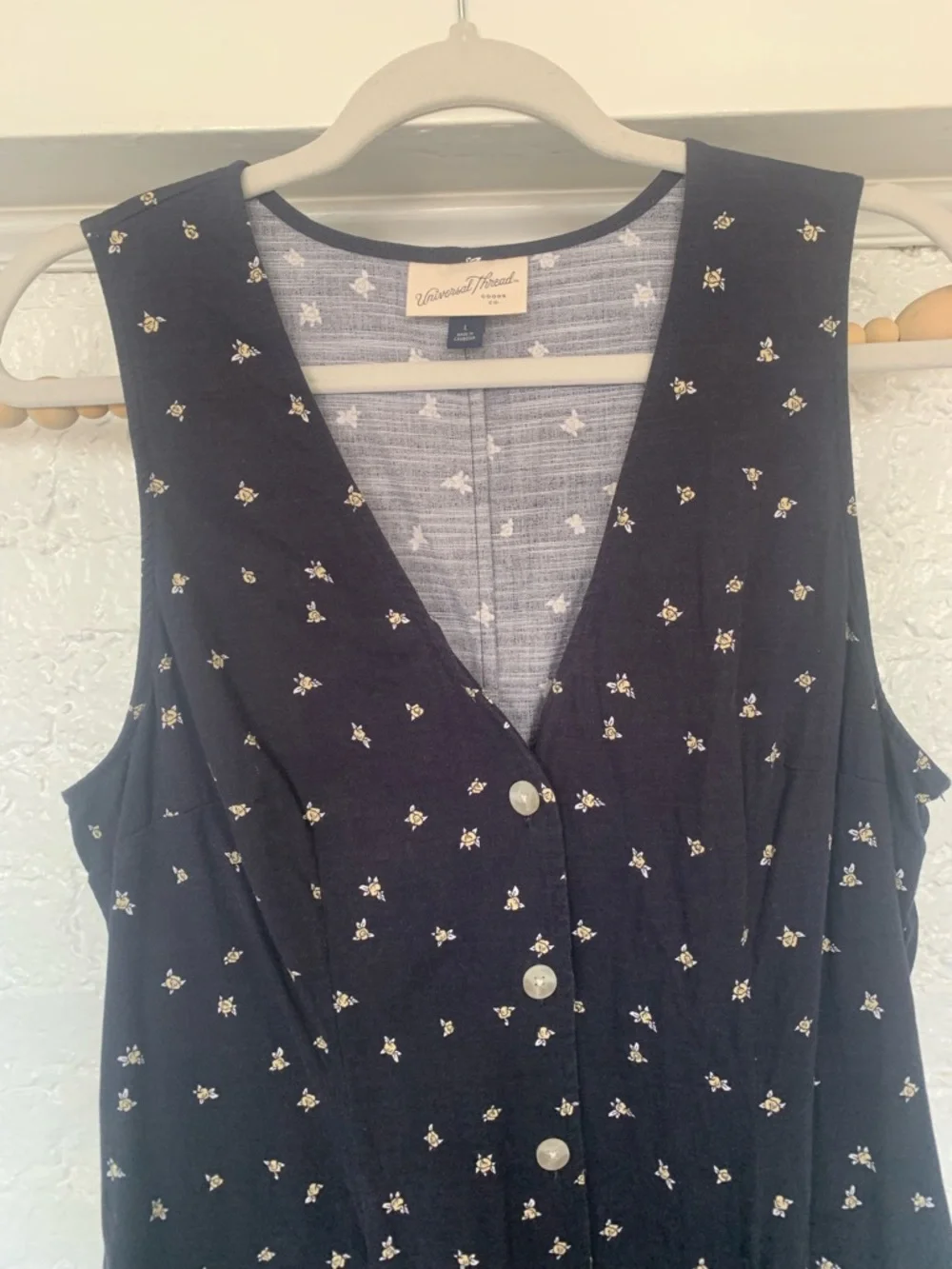 Universal Thread Navy Blue Mini Dress with White Floral Print - Picture 4 of 9